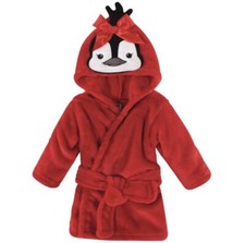 Baby Girl Fleece Penguin Bathrobe Red Hood Robe Hudson Baby Sz 0-9 Mos Baby Bathrobe price
