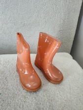 Old Navy Toddler Boots Girls Boots 8 Orange Rubber Pull On Waterproof Shoes Girls' Boots price