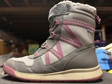 Merrell Snow Crush WP Gybry Children Girl Size 4M Grey Pink Girls' Boots price