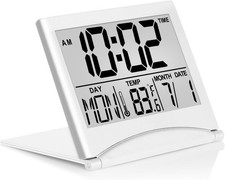Betus Digital Travel Alarm Clock - Foldable LCD Clock Compact Desk Clock Silver Desk Clock price