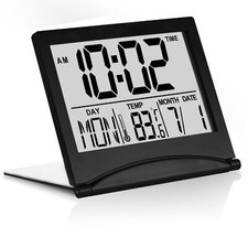 Betus Digital Travel Alarm Clock - Foldable LCD Clock - Compact Desk Clock Black Desk Clock price