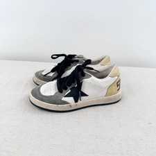 Golden Goose Ball Star Suede-Trim Leather Sneakers White Gray Black Kids 32/US 1 Boys' Casual Shoes price