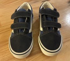 VANS Boys' Blue Leather Sneakers Size 1 Excellent Condition with Box Pre-Owned Boys' Casual Shoes price
