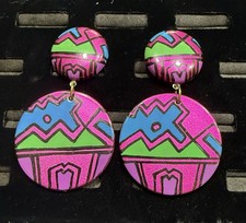 Vintage Multicolored Dangling Abstract Vibrant Colored Pierced Earrings Coloured Stone Earrings price