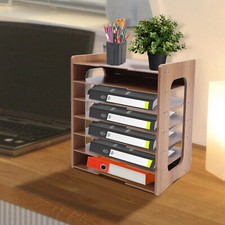 7 Tier Wood Desktop Paper Organizer File Document Storage Shelf Office Holder Document Rack price
