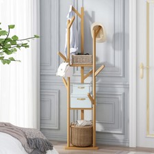 Bamboo Coat Rack Hat & Cloth Stand with 9 Hooks Free Standing Display Hall Tree Hall Tree price