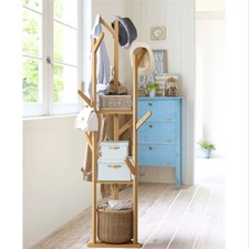 Coat Hanger Freestanding Hall Tree with Storage Shelves Solid Wood Weighted Base Hall Tree price