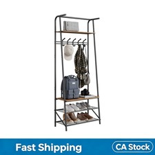 Hall Tree Coat Rack with Shoe Bench Entryway Organizer 5 Hooks Steel Frame Indus Hall Tree price