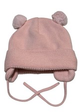 H&M Baby Girls Pink Knit Pom Pom Earflap Hat 9-12 Months Baby Hat price