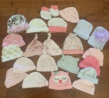 Infant Baby Girl Hats Beanies Newborn Mixed 0-3 & 0-6 Months LOT OF 20 Cotton Baby Hat price