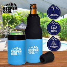 Keep Em Cool Vacuum Insulated Drink Bottle & Can Cooler With Beer Opener - Doubl Bottle Coolers price