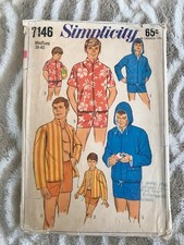 Vintage 1967 Simplicity #7146 Men & Boys Beachwear Pattern Uncut FF Rare Retro Boys' Beachwear price
