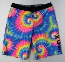 Hurley Board Shorts Youth 16 Tie Dye Spiral Swim Trunks Rainbow Surf Beachwear Boys' Beachwear price
