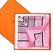 Hermes Balade en Berline Bandana 70 Silk Twill Scarf Pink Rose Buvard Box Auth Women's Scarf price