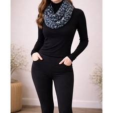 Blue Grey Leopard Print Infinity Scarf Lightweight Animal Pattern Loop Scarf Women's Scarf price