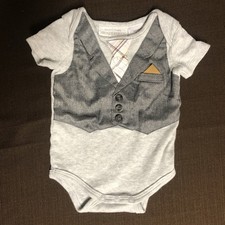 Koala Baby Boutique Newborn 5-8 lbs Mock Vest Bodysuit Gray Formal Short Sleeve Baby Undershirt price