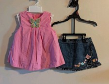 Vintage Gymboree Baby Girl Pink Butterfly Top & Jean Butterfly Skirt Size 18/24 Baby Skirt price