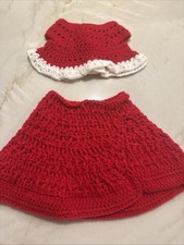 Handmade Crochet Baby Capelet & Skirt Set Red White Christmas 6-12 Months Baby Skirt price