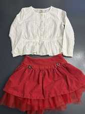 Toddler Girl Outfit OshKosh White Swiss Dot Top 4T Gymboree Red Corduroy Skirt Baby Skirt price
