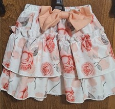 0-3 Months Babygirl Floral Ruffle Skirt with Bow - White and Pink Baby Skirt price