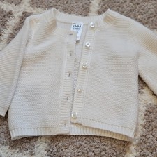 Child of Mine by Carter's Ivory Knit Cardigan Sweater 0-3 Months Long Sleeve Baby Sweater price