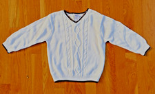 Gymboree Cableknit Sweater Boys Size 2T White/Brown Edging Cotton Special Baby Sweater price