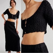Free People FAB! Endless Summer Double The Fun Set Skirt Smock Crop Top Small Modest Wear Set price