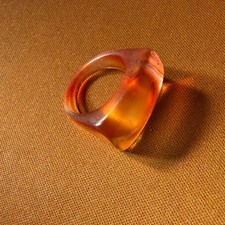 Vintage Lucite Plastic ring cocktail peach colored Coloured Stone Ring price