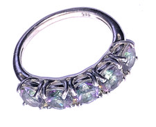 Sterling Silver 5-Stone Mystic Topaz / bi-colour stone Ring - Size 7.5 Coloured Stone Ring price
