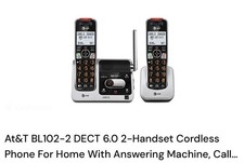 AT&T BL102-2 DECT 6.0 2-Handset Cordless Phone Silver Black w/ Answering Machine Cordless Phone price