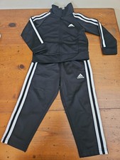 Adidas track suit set Infant size 2T Black Embroidered Logo 3 Stripe Baby Tracksuit price