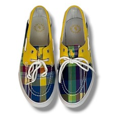 Polo Ralph Lauren Women’s Size 9 Lilia Madras Plaid Boat Shoes Blue Yellow Women's Boat Shoes price
