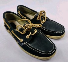 Sperry Womens 6 M Boat Shoes Black Leopard Print Lace Up Casual Flats Women's Boat Shoes price