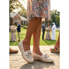 Sperry Top-Sider Cream Woven Leather Boat Shoes Women’s Size 10 EUC Women's Boat Shoes price