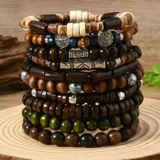 10pcs Bohemia Ethnic Beaded Bracelets For Men Vintage Multi Layer Wooden Ethnic Bracelet price