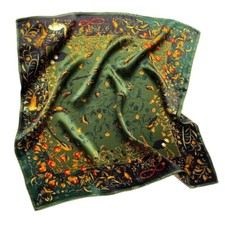 100% Mulberry Silk 20" Square Scarf Women neckerchief Wrap Birds Print Green Scarf price