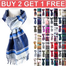 Mens Womens Winter Warm SCOTLAND Made 100% CASHMERE Scarf Scarves Plaid Wool Scarf price