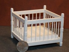 Dollhouse Miniature White Baby Bed Playpen 1:12 inch scale E22 Dollys Gallery Playpen Bed price