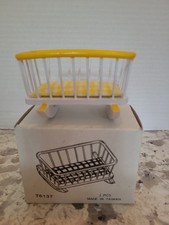 VTG Doll House Concord Miniatures White Yellow Playpen Baby Crib Rocking Bed Playpen Bed price