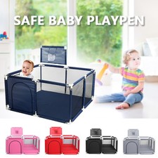 Foldable Kid Baby Playpen Fence Safety Center Play Yard Oxford + Basketball Hoop Playpen price
