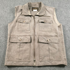 Eddie Bauer Vest Mens Medium Canvas Utility Outdoor Safari Multi Pocket 90s Vest (Outdoor) price
