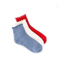 Wonder Nation Girls' Textured Lettuce Edge Ankle Socks, 3-Pack, Size Small Girls' Socks Set price