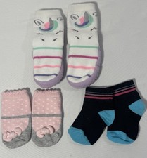 Girls Socks & Slippers Lot of 3 Pairs Set Unicorn Bow Booties Sz 12-24 Months Girls' Socks Set price