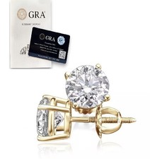 Moissanite Screw Back 14k Gold Solitaire Stud Earrings GRA Certified D/VVS1 Diamond Earrings price