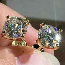 2Ct Round Cut Lab Created Diamond Solitaire Stud Earrings 14K Yellow Gold Plated Diamond Earrings price