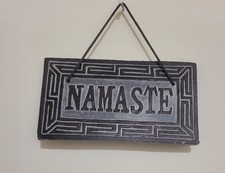 Handcrafted NAMASTE Natural Slate Stone Carve Wall Hang Art Sign Plaque Engraved Natural Stone Wall Art price