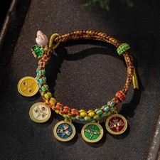 Handmade Tibetan Bracelet Colorful Rope Handchain Five Way God of Wealth Bangle Shahmeran Bracelet price