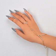 Hand Chain with Attached Finger Ring Unique Stylish Bracelet-Ring Combo Jewelry Shahmeran Bracelet price