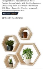 Hexagon Shelves Natural Premium Wood Floating Shelves Set of 4 Wall Shelf #399 Office Shelving price