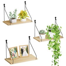 QsQueen Elevate Your Space with Rustic Wood Floating Shelves Set of 3 Perfect Office Shelving price